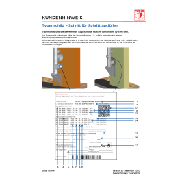 Kundenhinweis zum Ausfüllen des Typenschilds